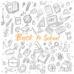 Back To School. Hand lettering and doodle. Vector illustration