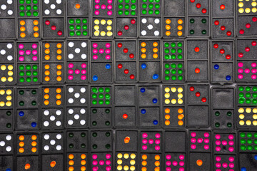 Dominoes, dominos pictogram. Domino game full set. Black domino.Colourfull domino.