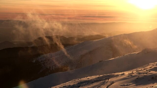 slovakia ski resort sunset above the mountains
