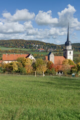 Fototapeta na wymiar Village of Fladungen in Rhoen region,lower Franconia,Bavaria, Germany