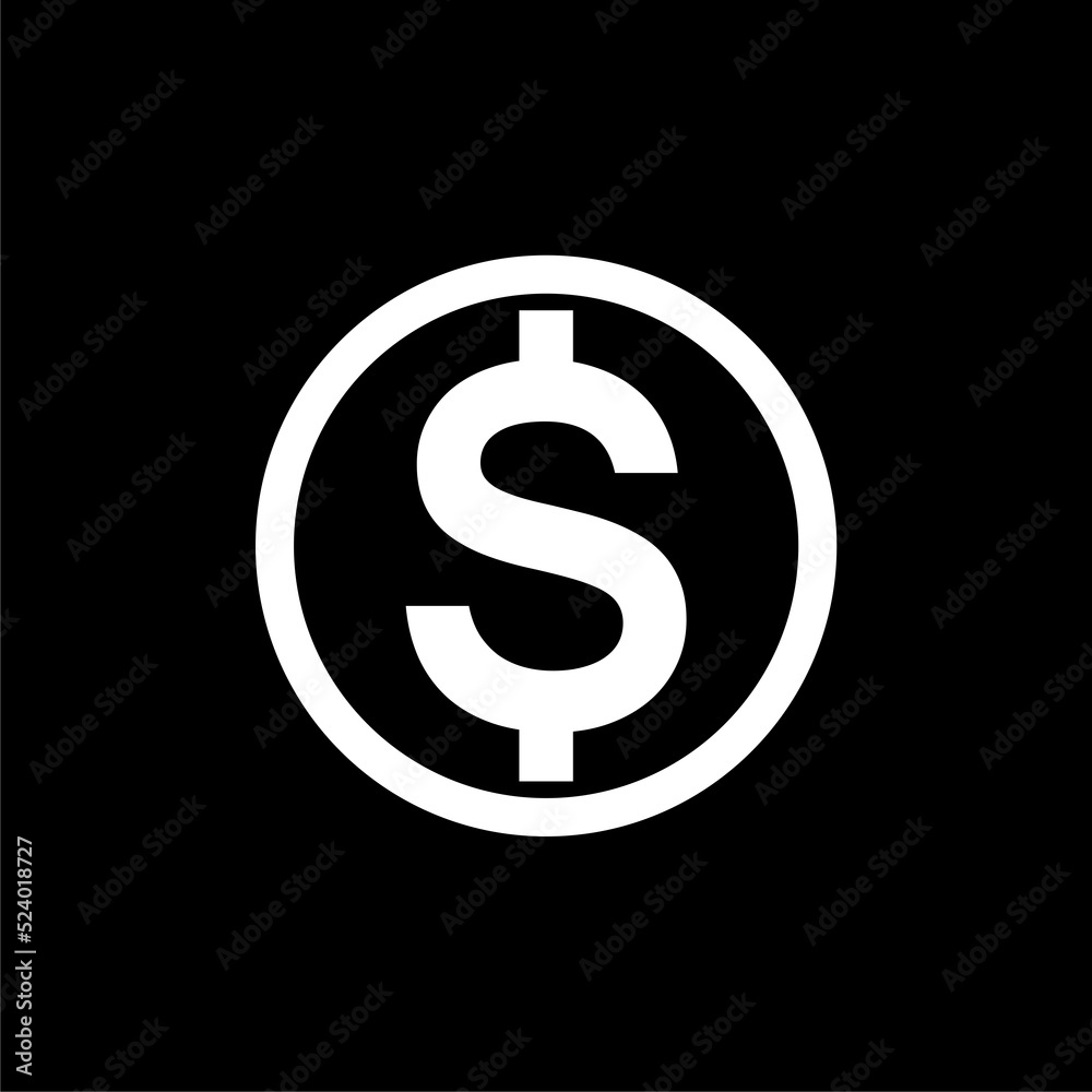 Sticker American dollar icon isolated on dark background