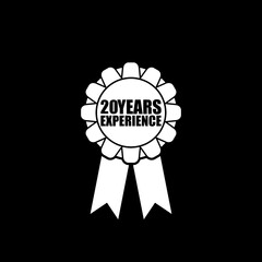 Twenty years experience icon isolated on dark background