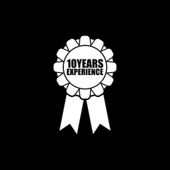 Ten years experience icon isolated on dark background
