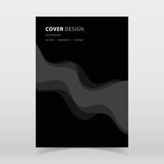 Fototapeta premium Abstract paper cut style Black color vector background with editable elements for poster, flyer, and web designs
