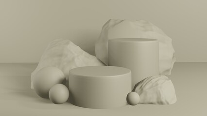 Abstract background scene for cosmetic product presentation and package presentation, podium display, premium podium, mock up podium for product presentation, geometry concept. 3D Rendering.