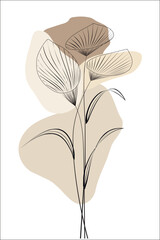 Stylized bouquet of callas drawn with lines and spots