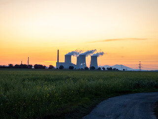 nuclear power plant in sunset in Jaslovske Bohunice