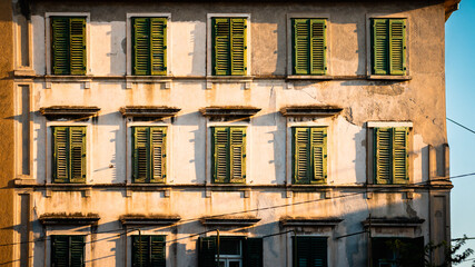 Green Shutters at Golden Hour, Split Croatia