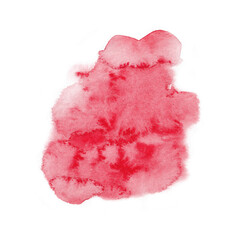 Red watercolor stain on paper. Hand drawn, texture for design.