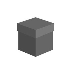 cardboard gift box vector illustration. gift box made of black cardboard with a lid. Illustration isolated on white background

