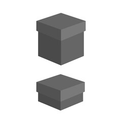 cardboard gift box jpeg image jpg illustration. gift box made of black cardboard with a lid. Illustration isolated on white background

