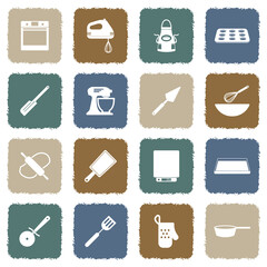 Bakery Equipment Icons. Grunge Color Flat Design. Vector Illustration.