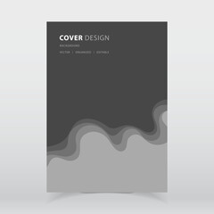 Abstract paper cut style gray color vector background with editable elements for poster, flyer, and web designs