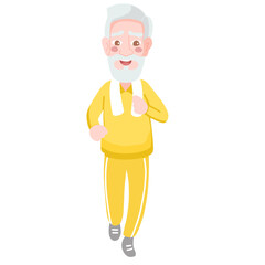 Grandfather wearing sport wear work out. Old man, grandparent doing exercises.