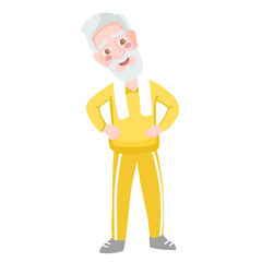 Grandfather wearing sport wear work out. Old man, grandparent doing exercises.