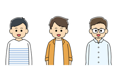 大人　笑顔　男性　表情　上半身　イラスト
