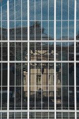 Obraz premium facade of the building of the House of culture in Moscow, white walls, background