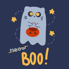 Halloween cat pumpkin card 