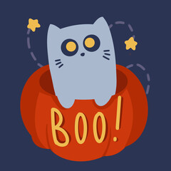 Halloween cat pumpkin card 