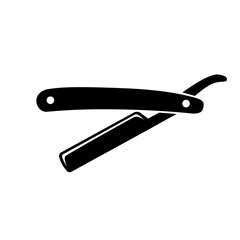 Dangerous vintage razor. Isolated silhouette vector illustration.