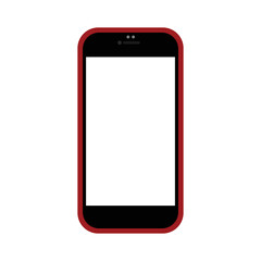 Touchscreen phone with red case vector.