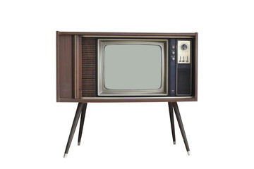 Old vintage TV isolated. Classic television on transparent background - PNG format.
