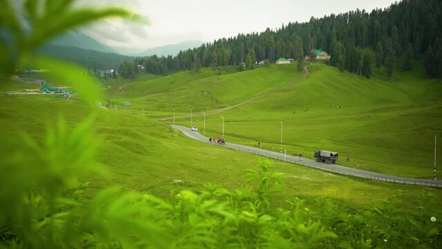 Landscape scenic of hills forests in beautiful kashmir. Dal lake, pahalgam, Gulmarg, Baramulla, kupwara add beauty to Kashmir.