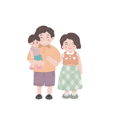 Happy family, mom, dad and kid