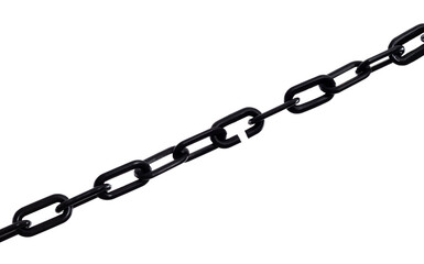 Black plastic chain on white background