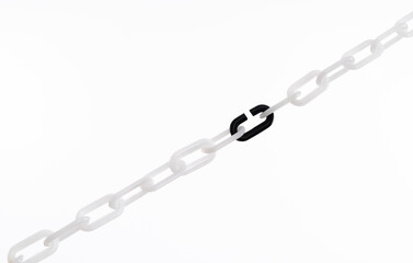 White plastic chain one link made black