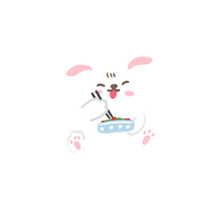 cute white rabbit character