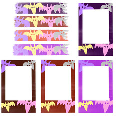 Set of the photo frames and washi tape with bat cartoon