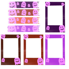Set of the photo frames and washi tape with ghost cartoon