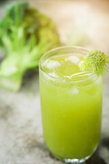 Glass of broccoli juice, broccoli Healthy drink