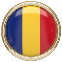 Fototapeta premium Badge with the Romanian flag isolated on transparent background