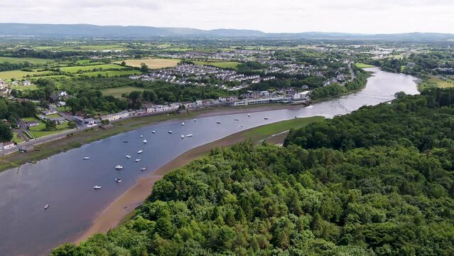 Aerial view of Ballina in County Mayo - Republic of Ireland