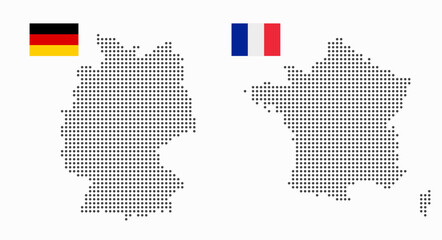 Fototapeta na wymiar Germany and France dotted map with flag. Countries participating in the gas and political crisis. Flat vector illustration isolated on white background.