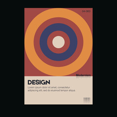 Brutalism inspired graphic design of vector poster cover layout made with vector abstract elements and geometric shapes, useful for  branding presentation, album print, website header, web banner.