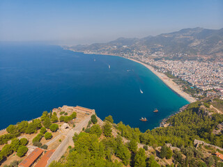 Fototapeta na wymiar View from above on the Mediterranean coast, Alanya, Turkey. Summer photo