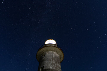 Working beacon and starry sky