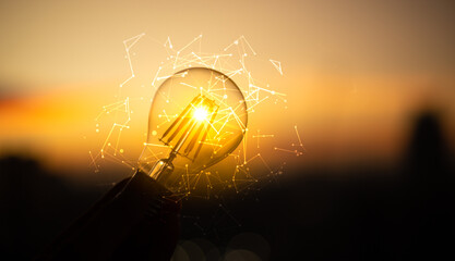 Renewable energy concept for sustainable, resource and environment icons. Electric power from nature. Creative ideas of energy.