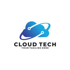 cloud tech logo vector design template