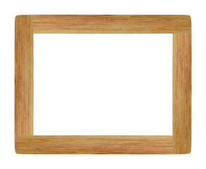 Wood picture frame isolated on transparent background - PNG format.