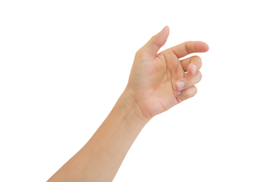 Man hand gesture isolated on transparent background - PNG format.