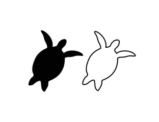 Sea turtle animal silhouette logo illustration