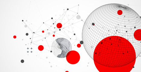 Sphere  theme with connected lines in technology style background.  Abstract 3d grid design. © Alex