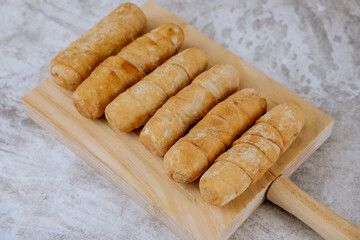 Fried tequeños, fingers stuffed with salty artisanal cheese, typical Venezuelan and Latin American food