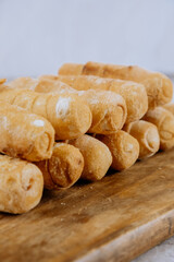 Fried tequeños, fingers stuffed with salty artisanal cheese, typical Venezuelan and Latin American food