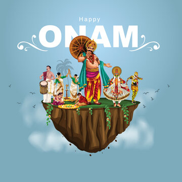south Indian Kerala festival happy onam greetings background. editable vector illustration design