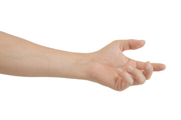 Man hand gesture isolated on transparent background - PNG format.